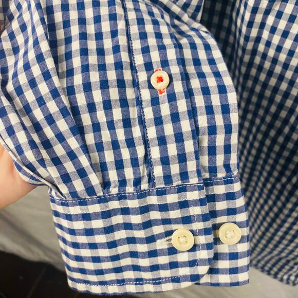 Tommy Hilfiger Navy White Gingham Check Button Down Shirt Medium Classic Fit - Picture 8 of 10